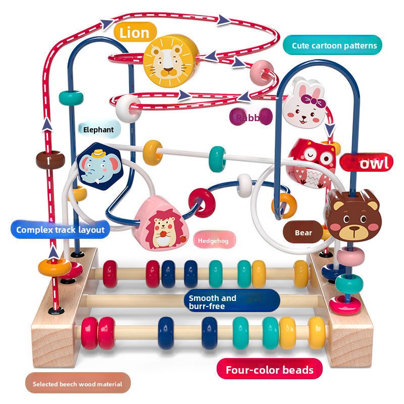 Wooden Educational Toys for Infants and Young Children, Including Bead Maze