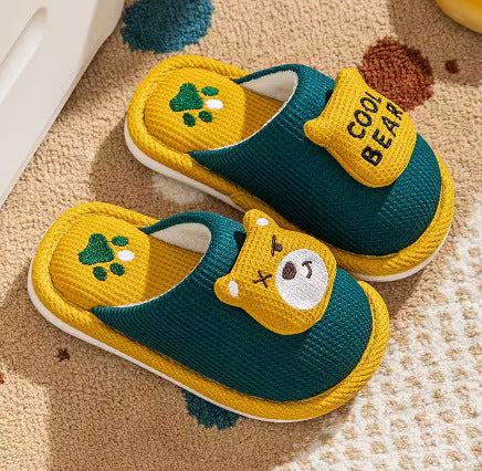 Cute Animal Plush Cotton Slippers Non-Slip Warm Indoor Home Slippers for Kids Unisex