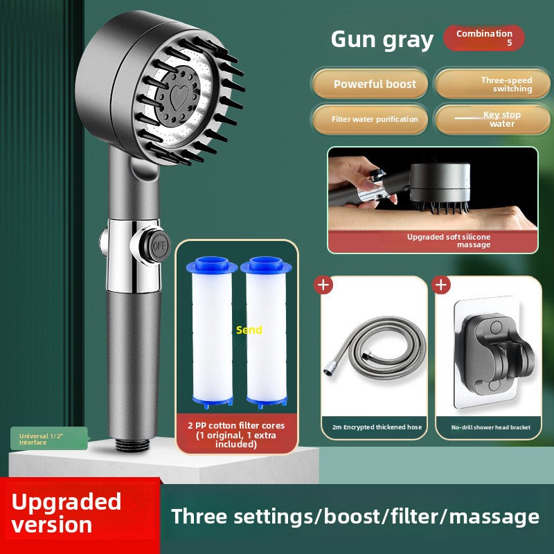 Handheld Shower Head with Filter, Pressure Boosting Massage Spray for Home Bath