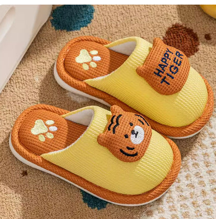Cute Animal Plush Cotton Slippers Non-Slip Warm Indoor Home Slippers for Kids Unisex