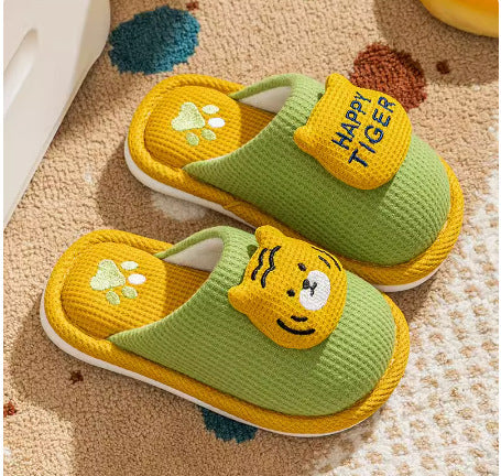 Cute Animal Plush Cotton Slippers Non-Slip Warm Indoor Home Slippers for Kids Unisex