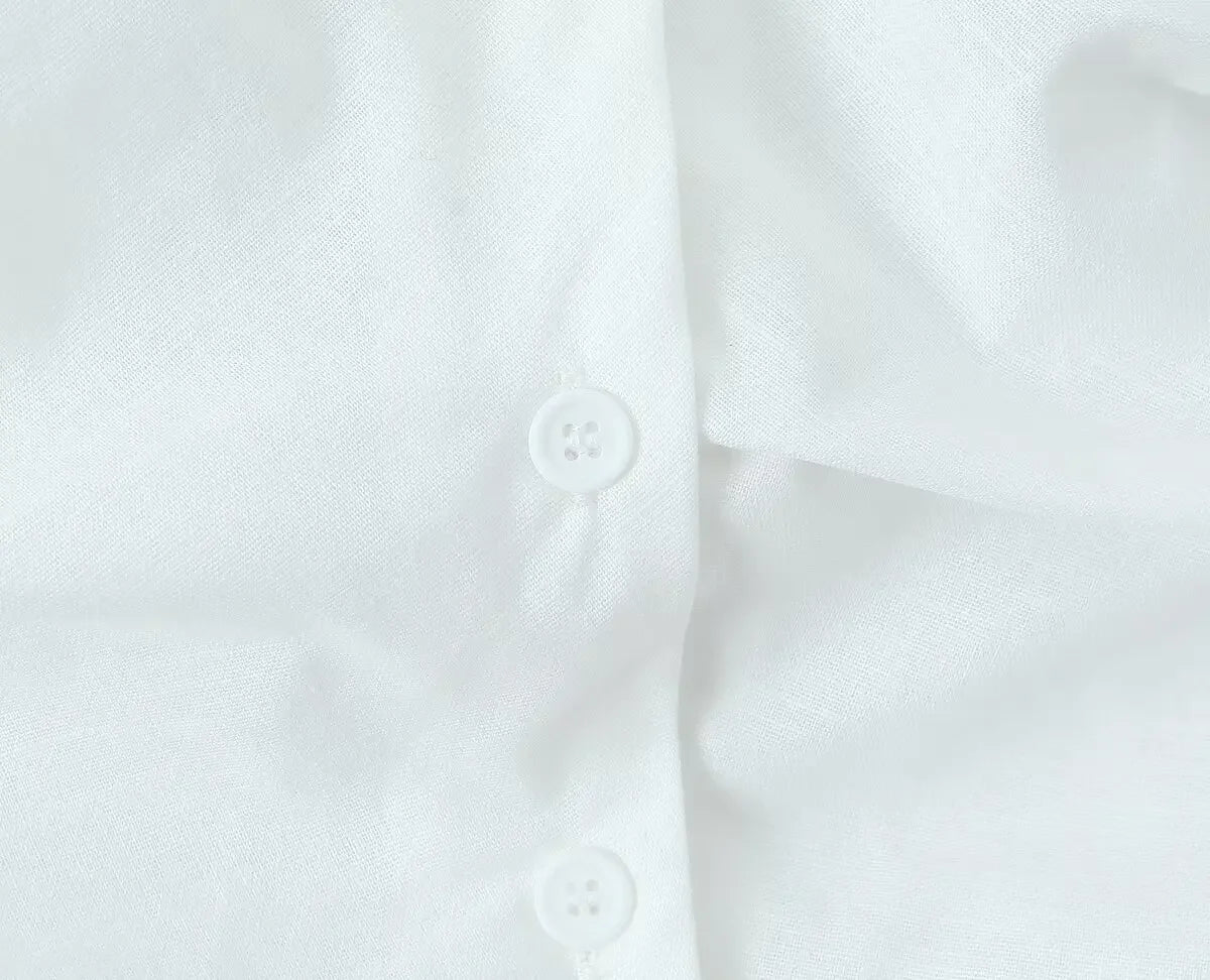 Vestido Midi de Verão em Algodão e Linho | Ombros à Mostra | Casual Elegante
