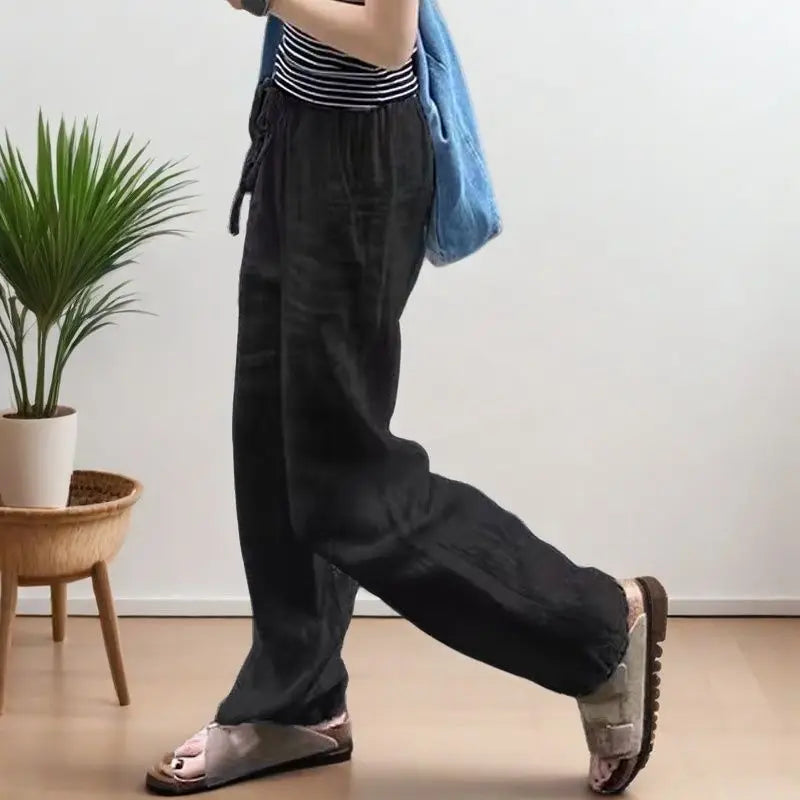 Calças Wide Leg de Algodão e Linho | Cintura Alta | Casual | Verão 2025