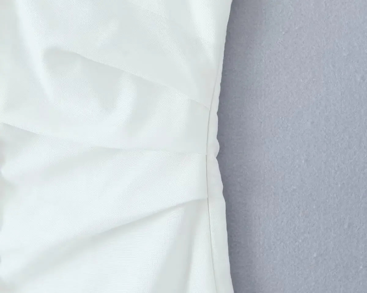 Vestido Midi de Verão em Algodão e Linho | Ombros à Mostra | Casual Elegante