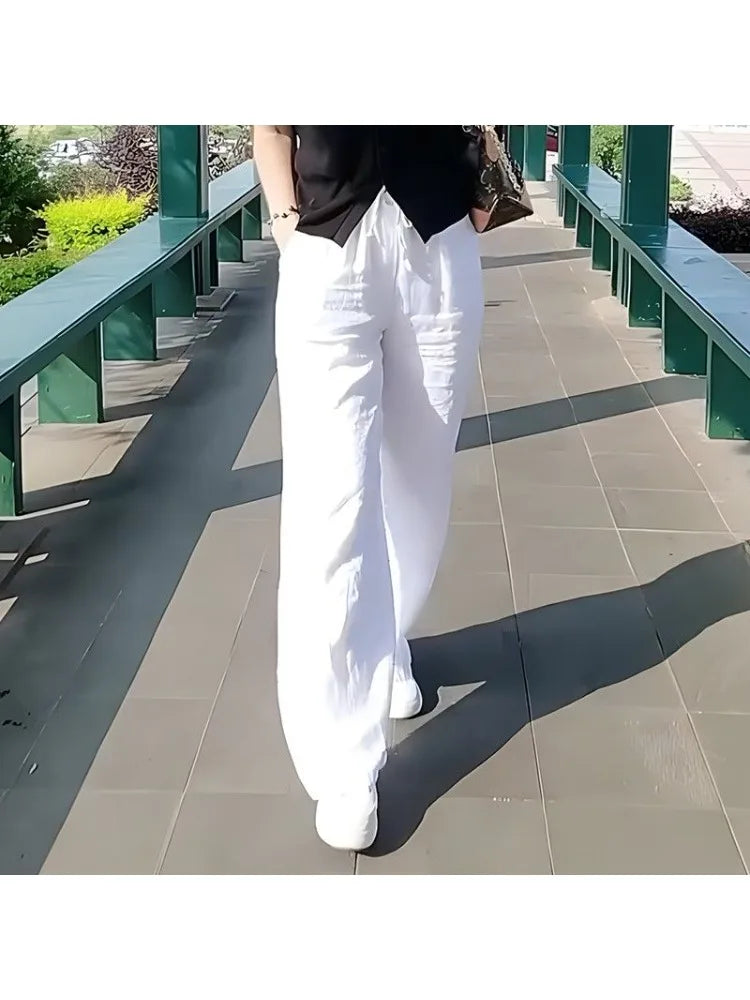 Calças Wide Leg de Algodão e Linho | Cintura Alta | Casual | Verão 2025