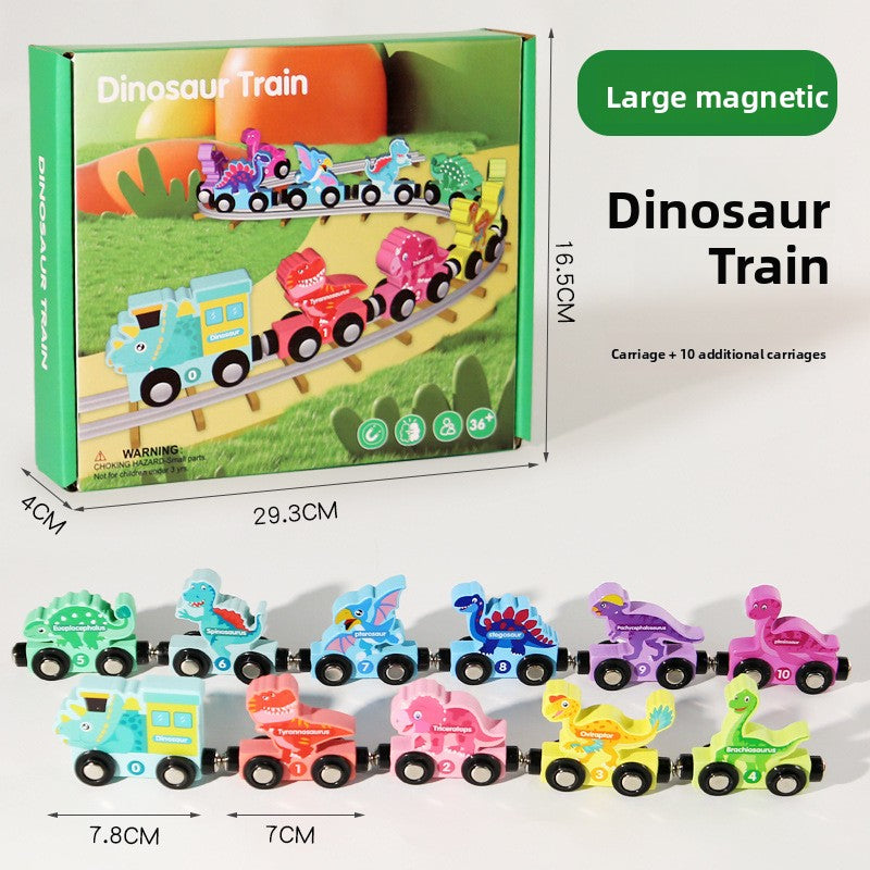 Children's wooden magnetic colorful digital small train