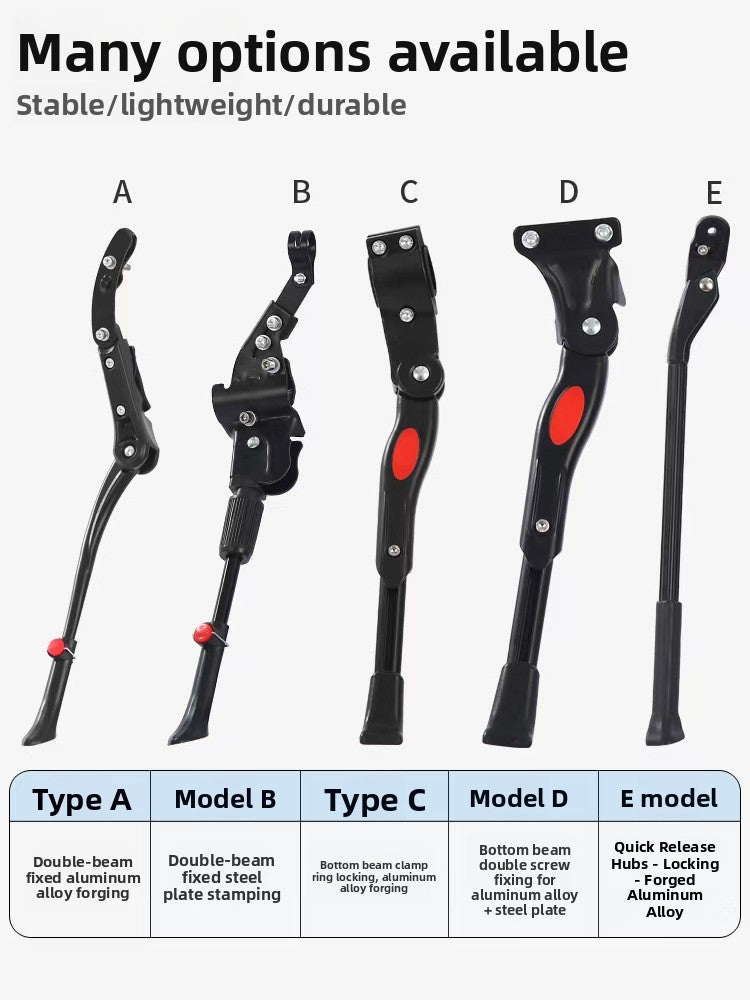 Adjustable Bicycle Side Kickstand Aluminum Alloy Steel Bike Parking Stand for 24-29 Inch Mountain Road Bikes