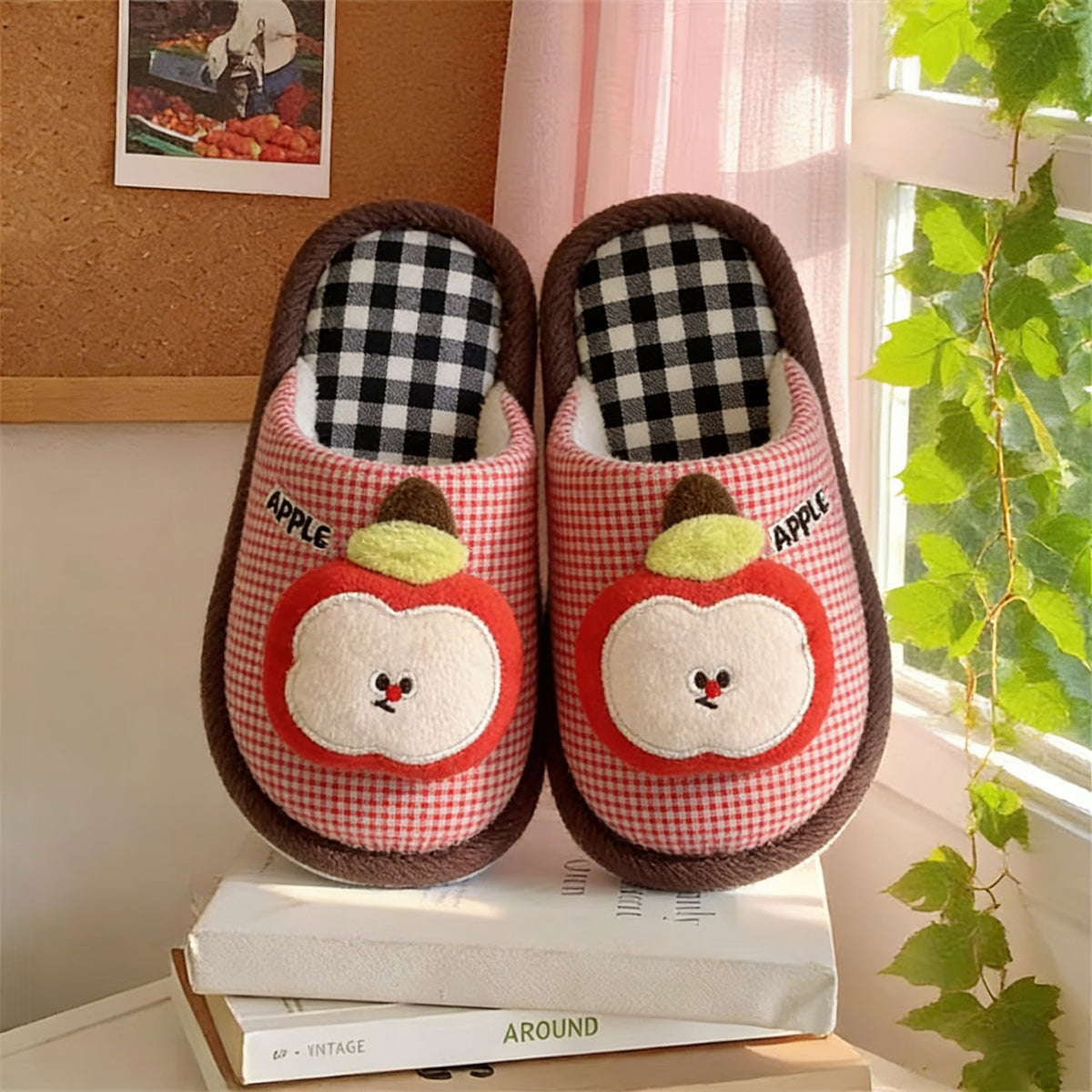 Cute Animal Plush Cotton Slippers Non-Slip Warm Indoor Home Slippers for Kids Unisex